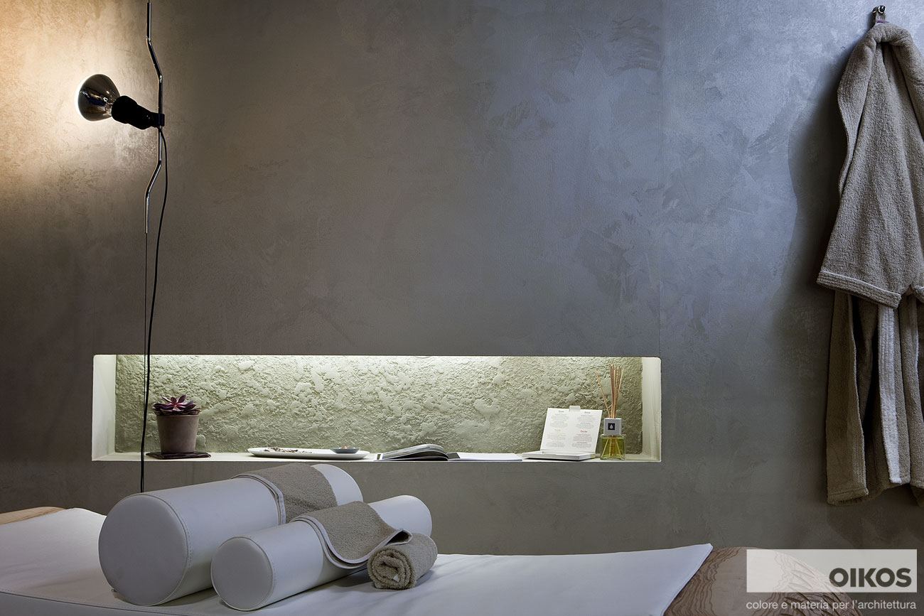 Day spa treatment room, polished plaster