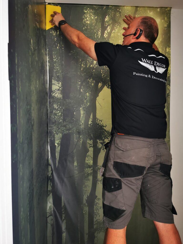 Forest mural wallpaper installation, Prestons