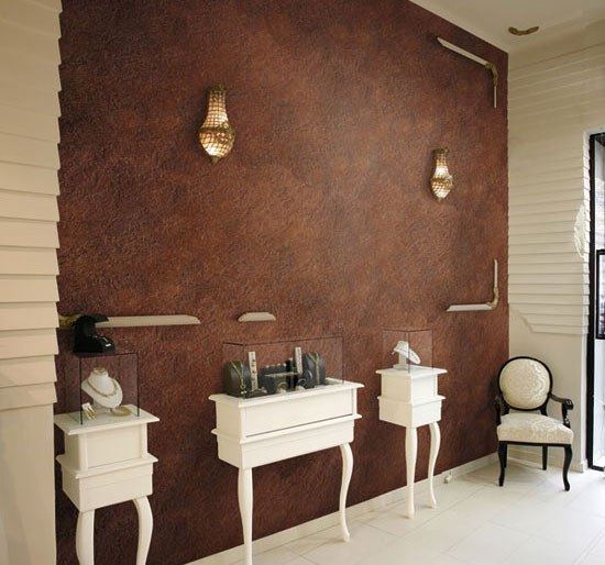 Jewellery showroom feature wall, decorative plaster