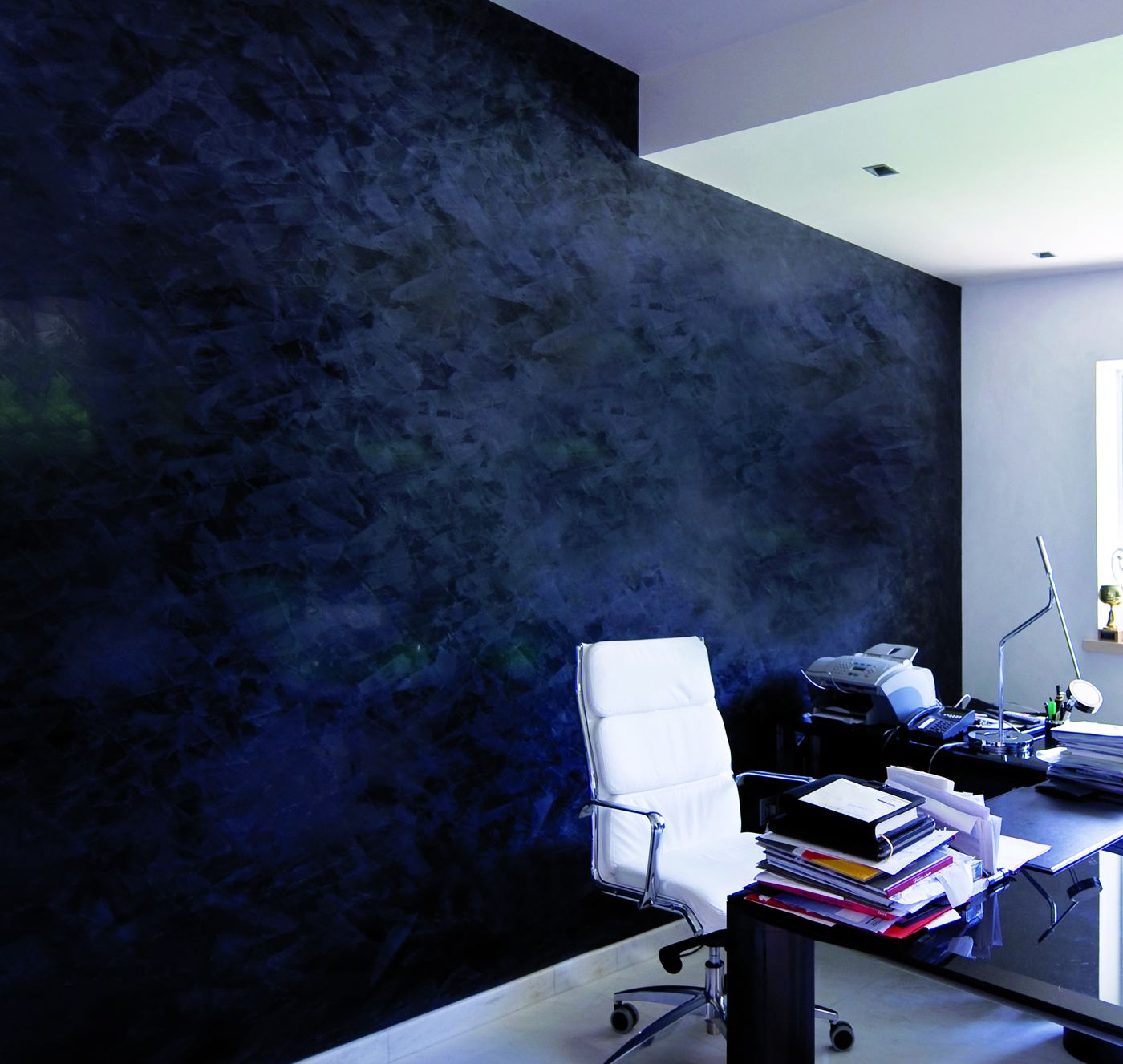 Navy decorative plaster office wall
