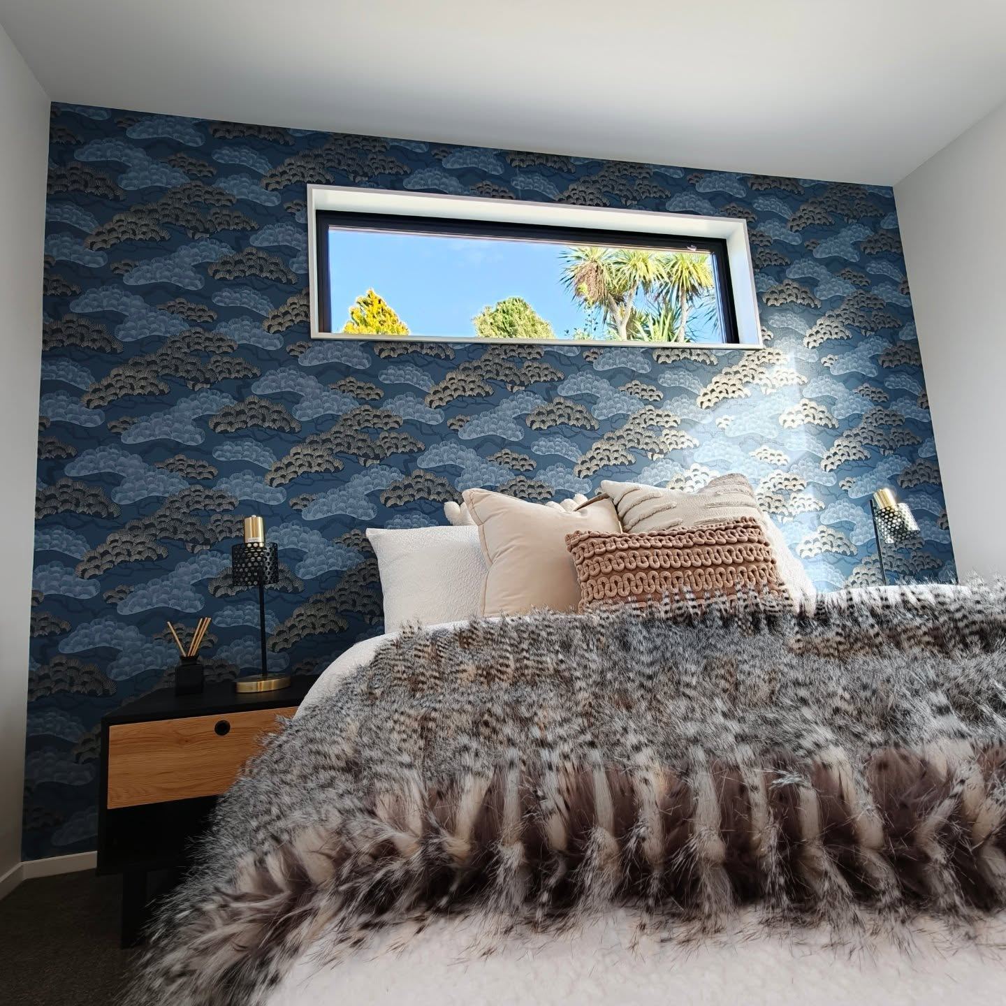 Patterned wallpaper hanging, Rolleston