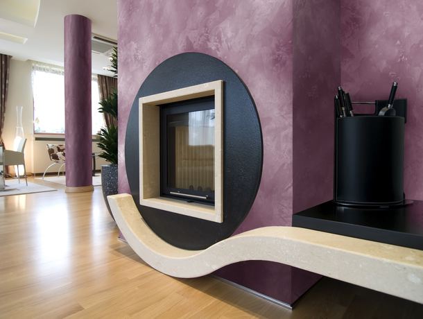 Plum decorative plaster fireplace surround