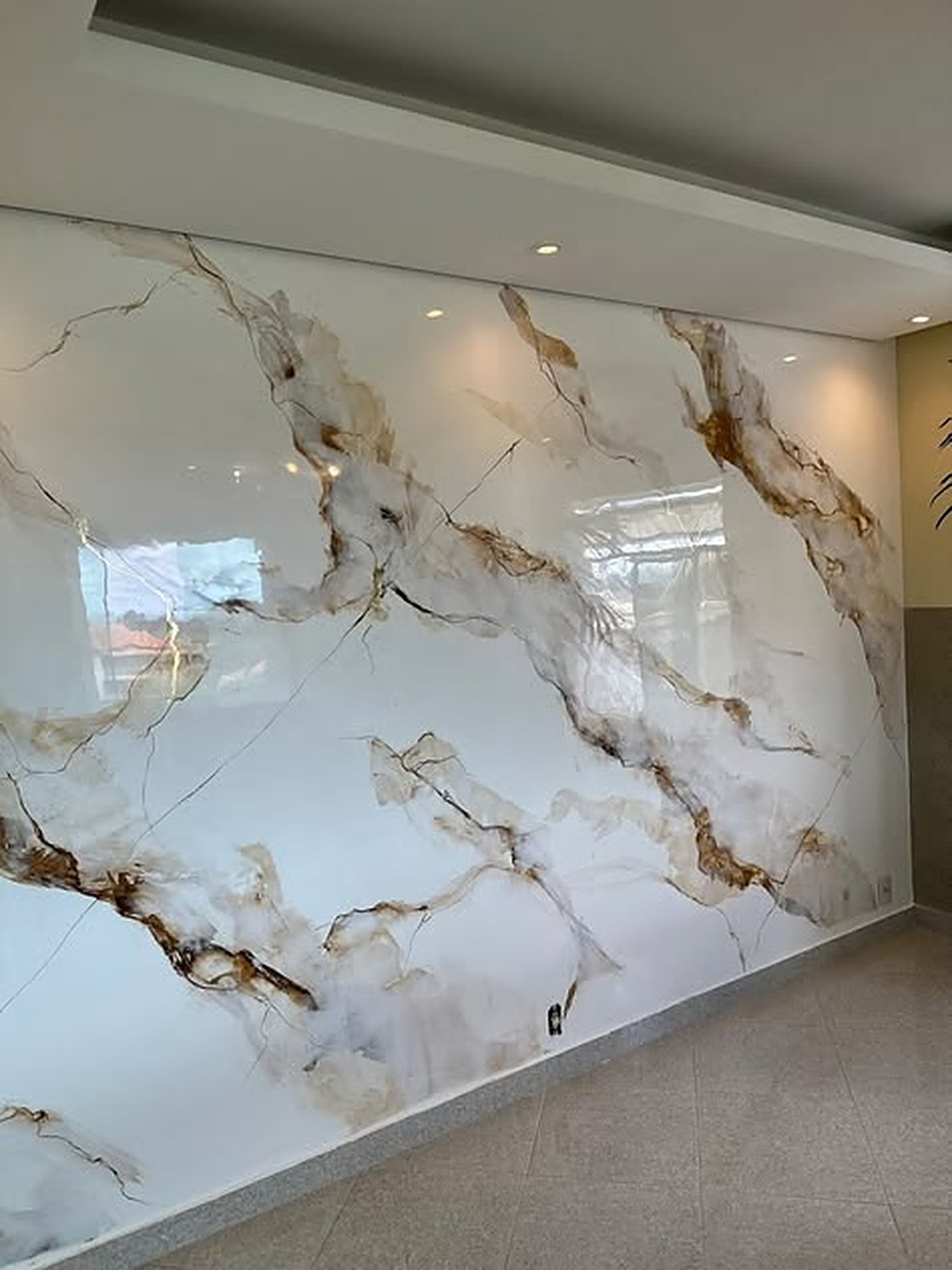 Polished Venetian plaster wall with marble veining
