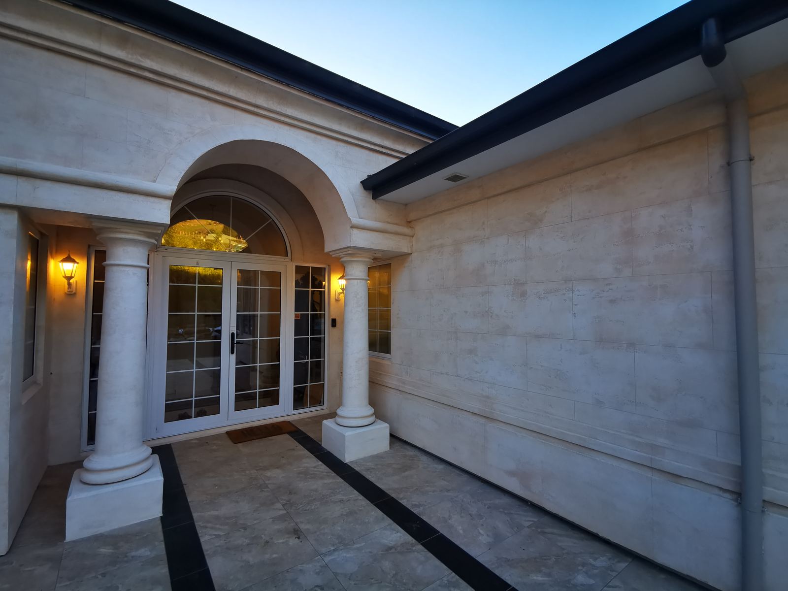 Travertino Romano entrance and facade, Akaroa